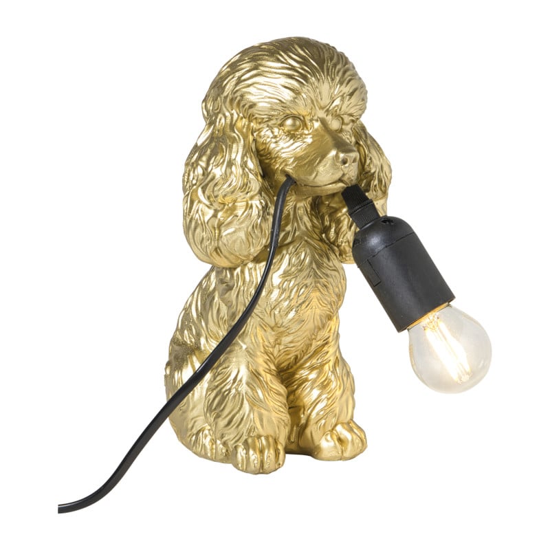 Lamp poedel - goudkleurig - 24.5x20.5x12.5 cm