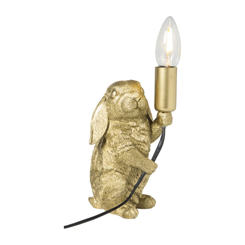 Lamp konijn - goudkleurig - 21x13x9.5 cm