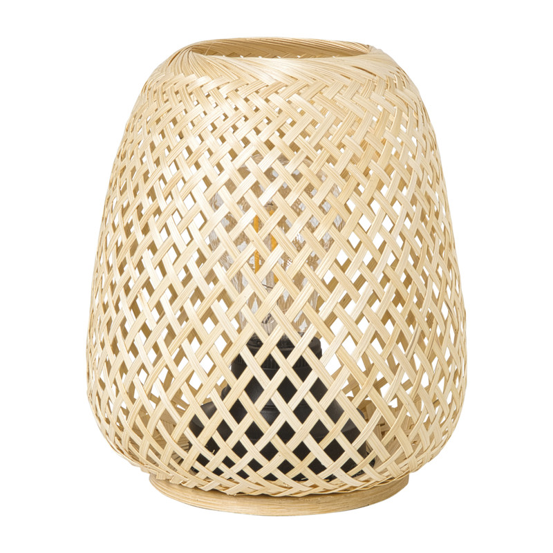 Tafellamp bamboe - bruin - ø16x18 cm