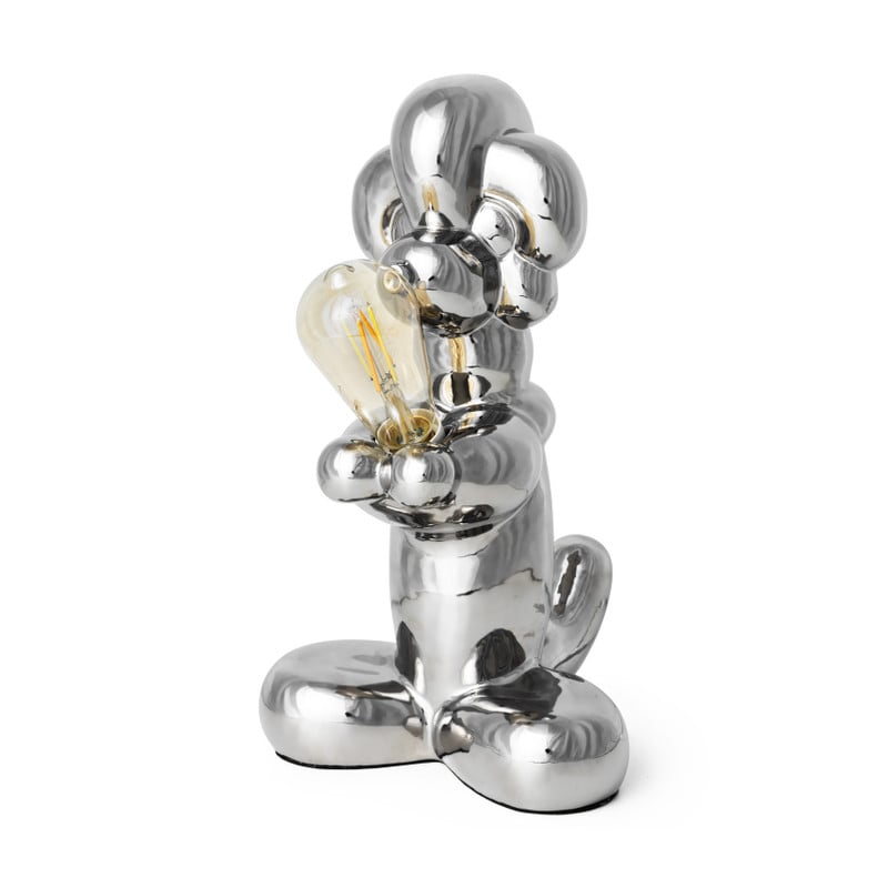 Poedel lamp XXL - zilverkleurig - 38 cm
