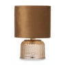 Tafellamp rib met glas - beige - ø15x22 cm