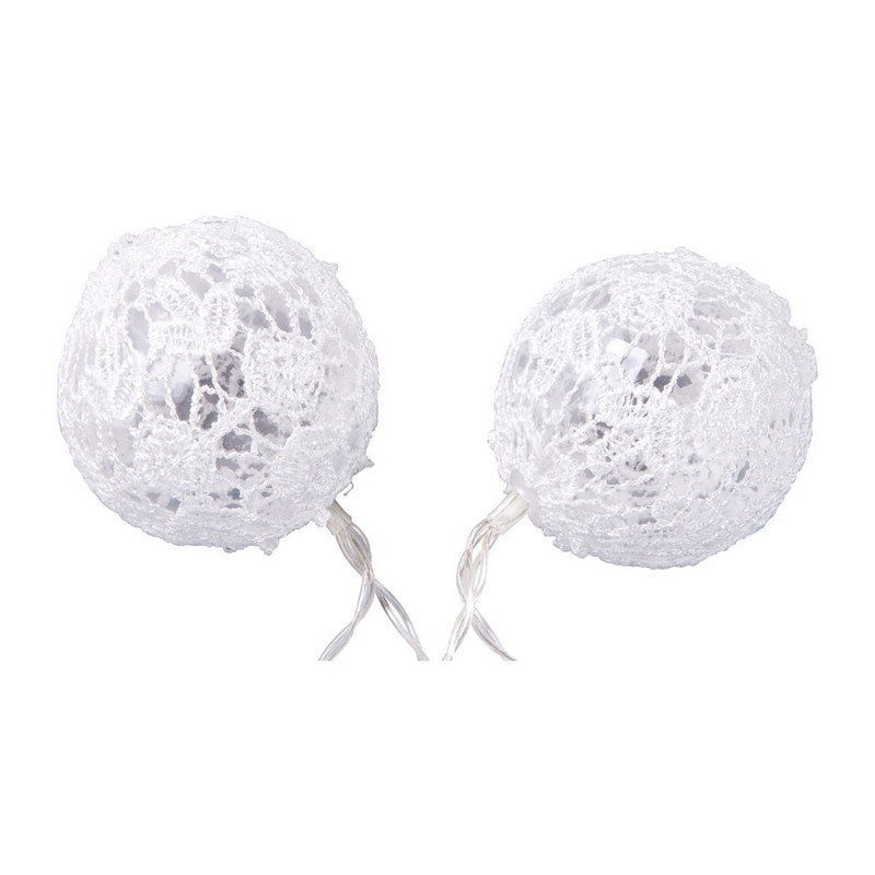 Lichtslinger met kant - wit - 8 lamps