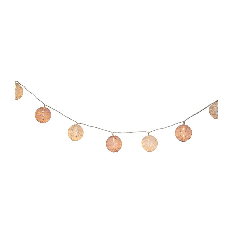 Lichtslinger met kant - roze - 8 lamps