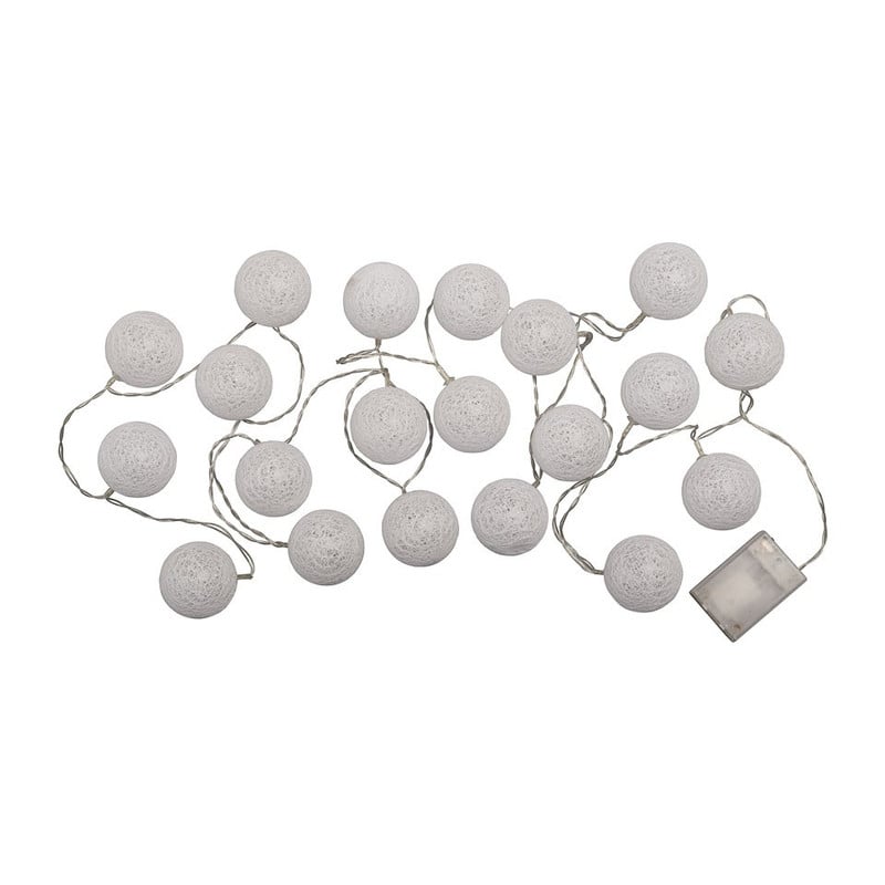 Lichtslinger cottonball guirlande - wit - 20 lamps