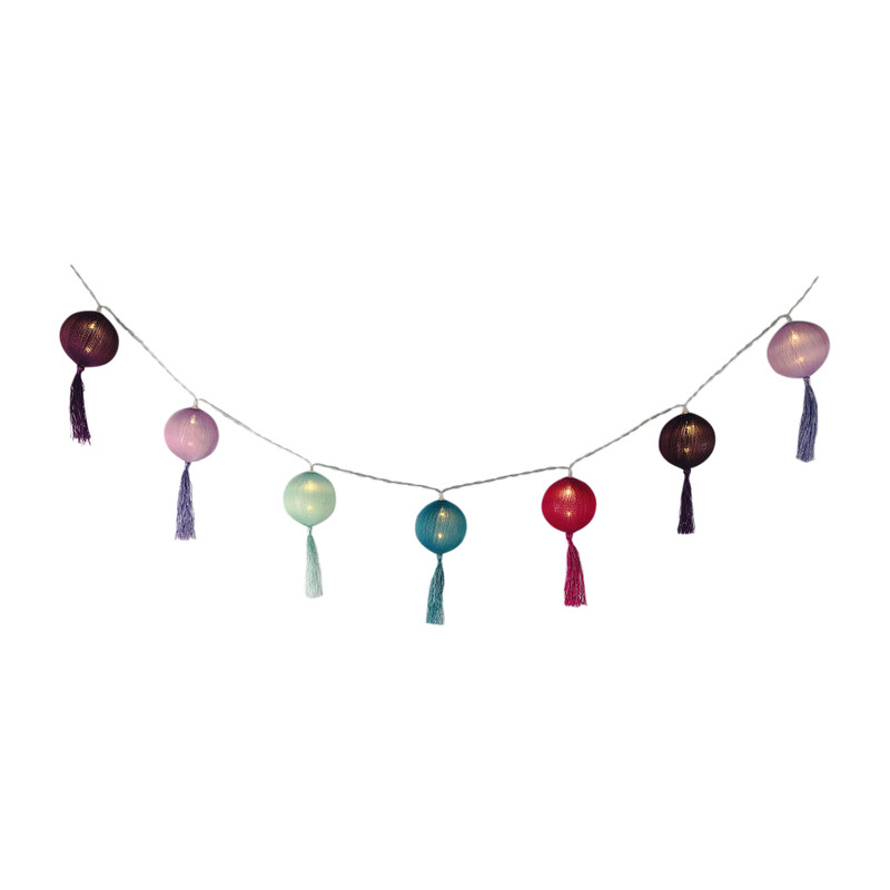 Cottonbal franjes - marrakesh - 10 lampjes - 165 cm