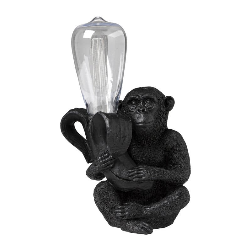 Lamp aap met banaan - zwart - 15x11x24 cm