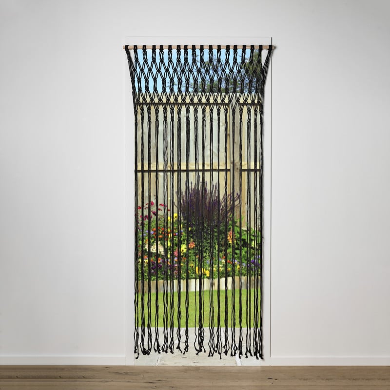 Deurgordijn macrame - zwart - 90x200 cm 