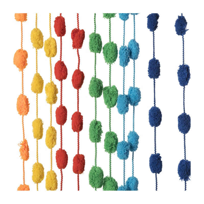 Deurgordijn pompons - 90x200 cm - kleurrijk
