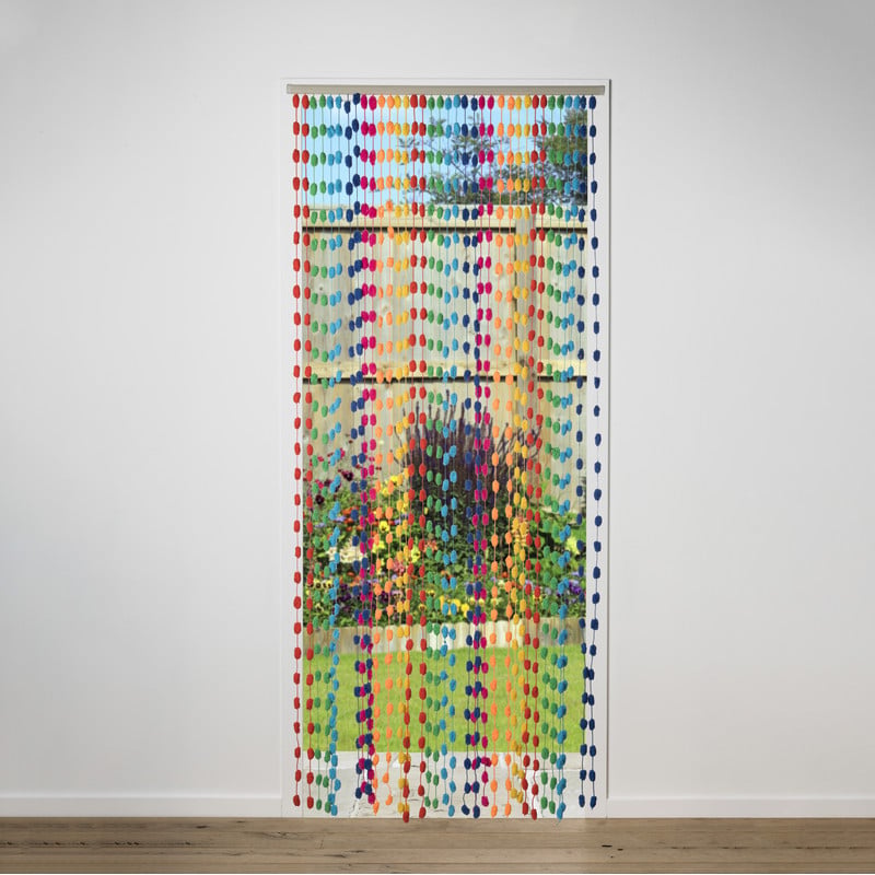 Deurgordijn pompons - 90x200 cm - kleurrijk