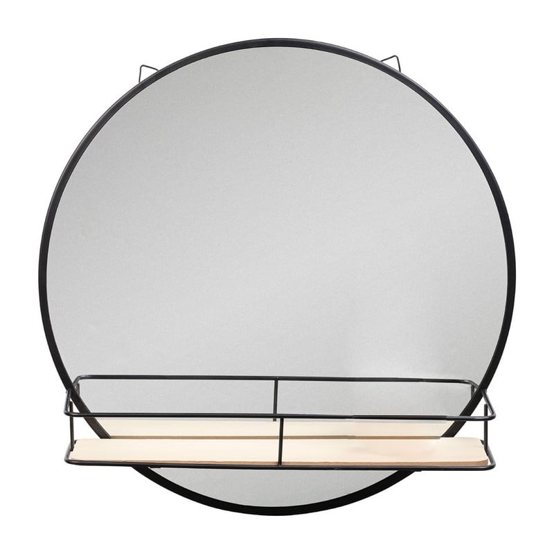 Spiegel met plankje - zwart - 25 cm