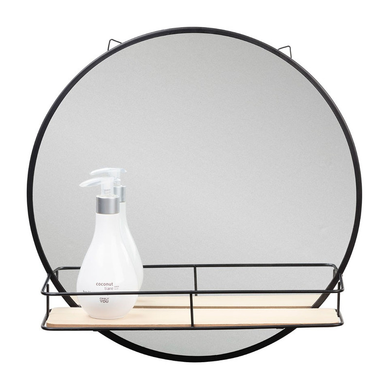 Spiegel met plankje - zwart - 40 cm