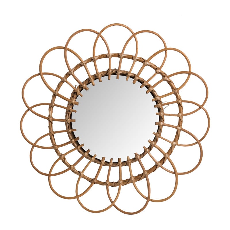Spiegel bloem - rotan - ø50 cm 