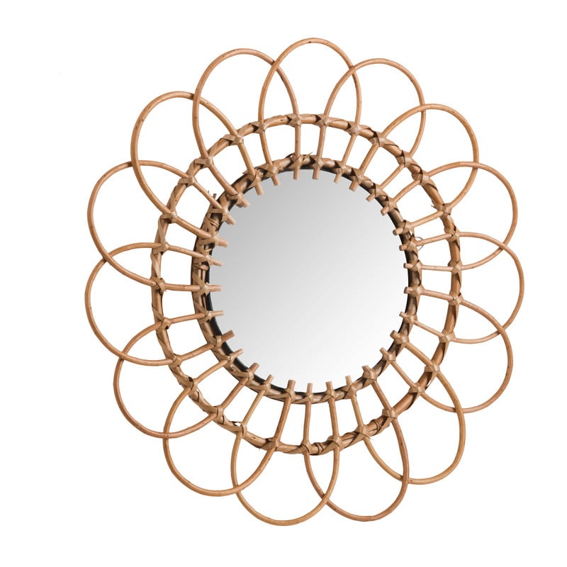 Spiegel bloem - rotan - ø50 cm 