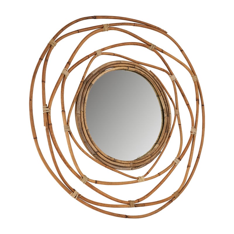 Spiegel met rotan lijst - ø60 cm