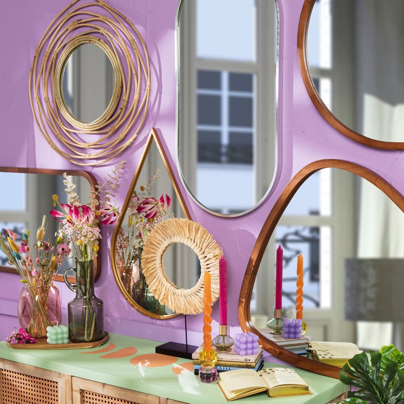 Spiegel met rotan lijst - ø60 cm