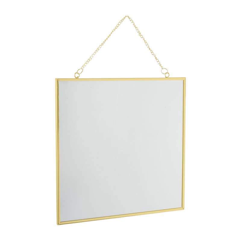 Spiegel aan ketting - goudkleurig - 30x30 cm