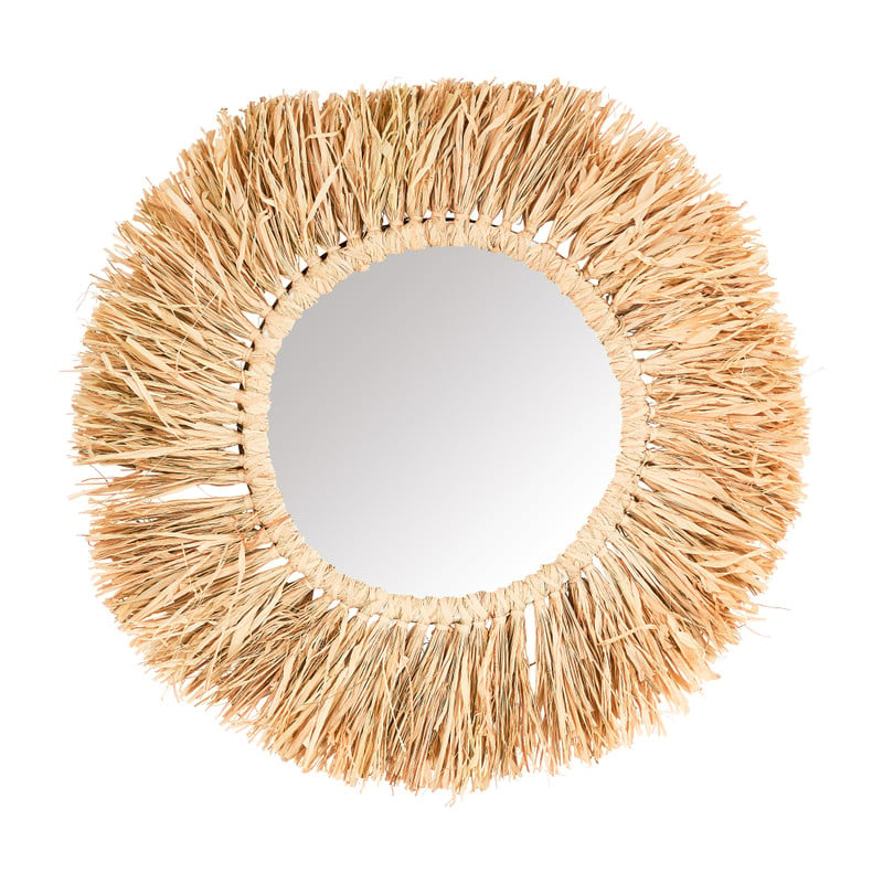 Spiegel met raffia rand - ø55 cm 