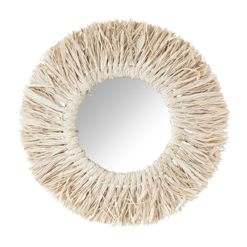 Spiegel met raffia rand - ø30 cm 