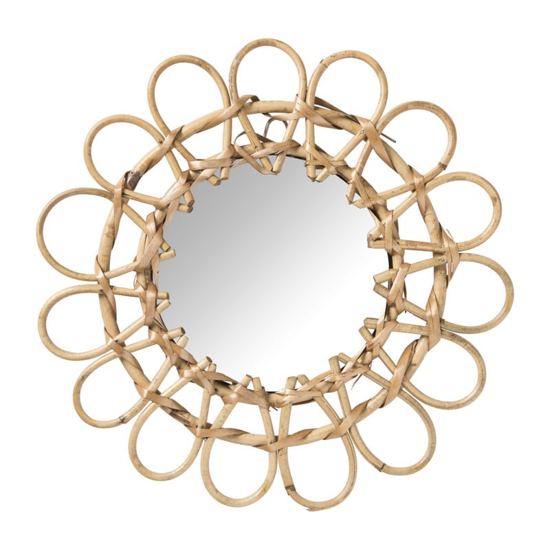 Spiegel rotan - bloem - ø30 cm