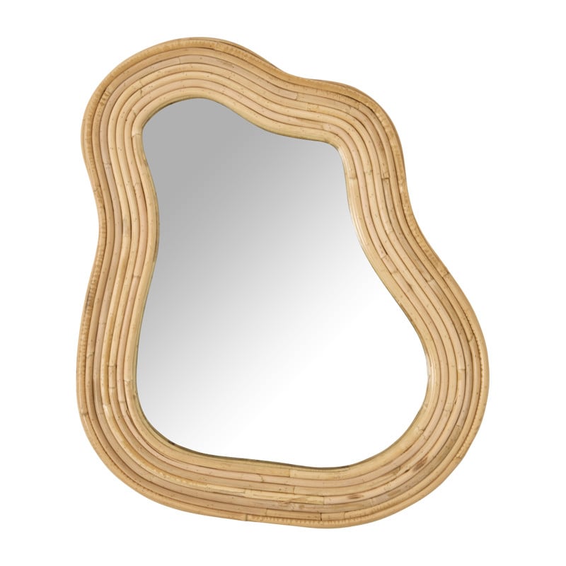 Spiegel rotan organisch - bruin - 60x47 cm