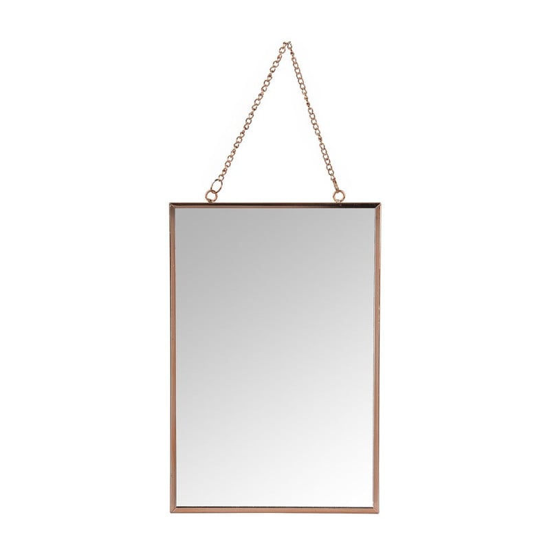 Spiegel aan ketting - koperkleurig - 20x30 cm
