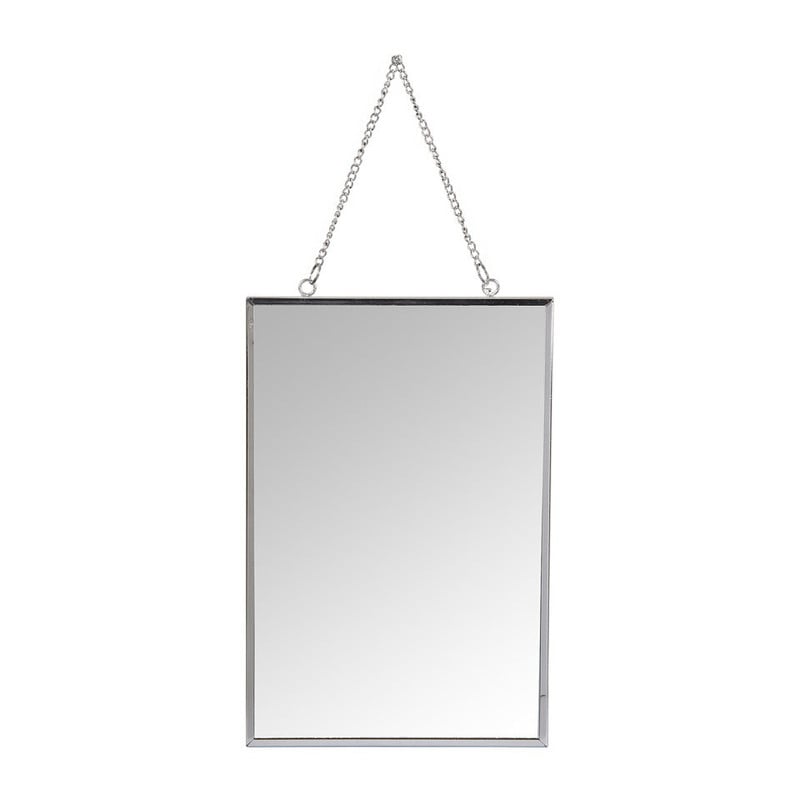 Spiegel aan ketting - zilverkleurig - 20x30 cm