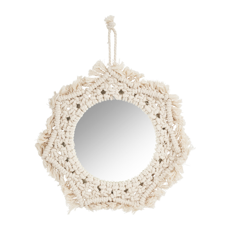 Spiegel met macrame rand - ø24 cm