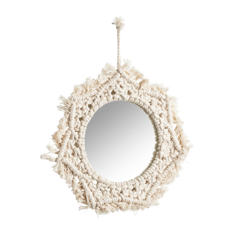 Spiegel met macrame rand - ø24 cm