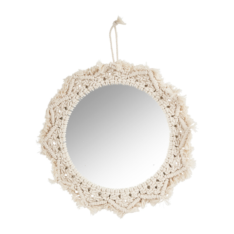 Spiegel met macrame rand - ø36 cm