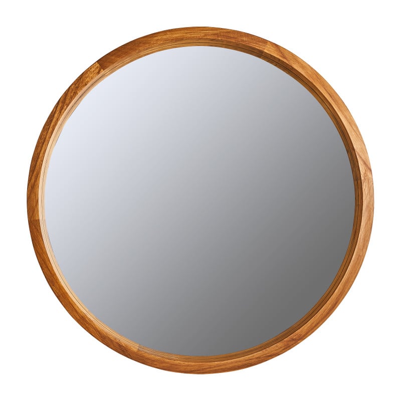 Spiegel rond met houten lijst - bruin - ø76 cm