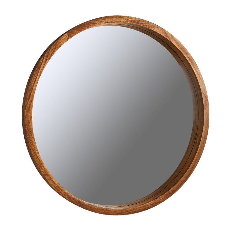 Spiegel rond met houten lijst - bruin - ø76 cm