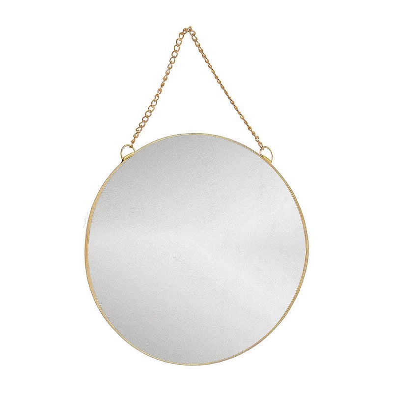 Spiegel rond met ketting - goudkleurig - 40 cm