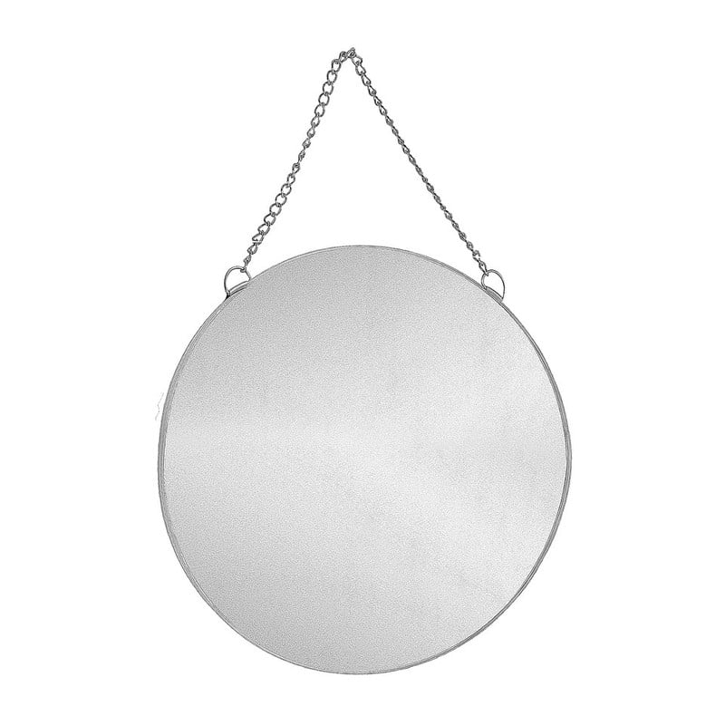 Spiegel rond met ketting - zilver - 40 cm