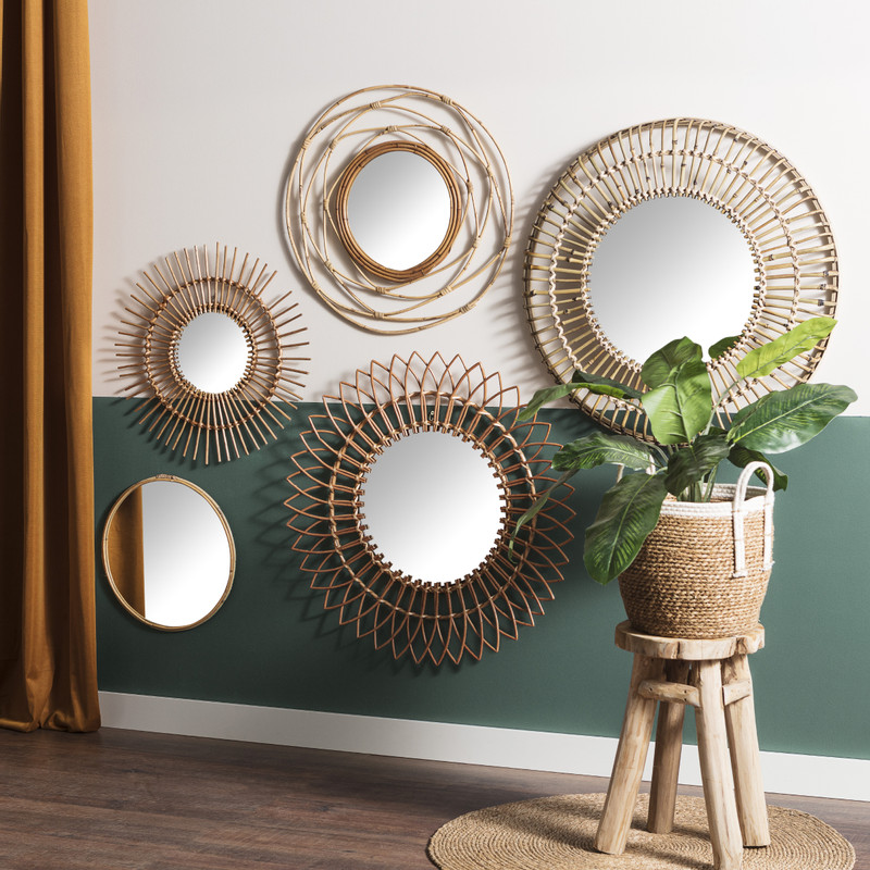 Spiegel rond met rotan rand - ø40 cm