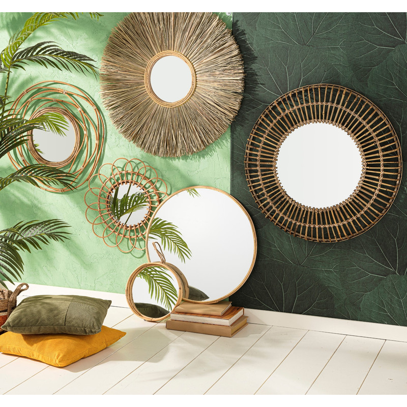 Spiegel rond met rotan rand - ø40 cm