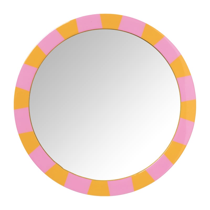 Spiegel geblokt rond - roze/oranje - ø30 cm