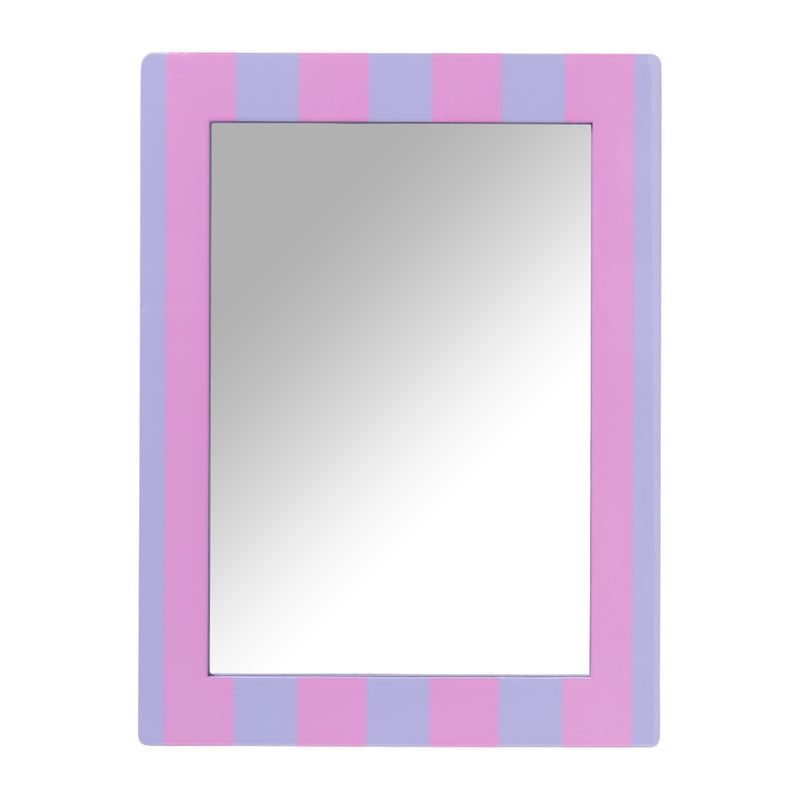 Spiegel gestreept rechthoek - paars/roze - 40x30 cm