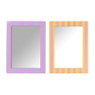 Spiegel gestreept rechthoek - paars/roze - 40x30 cm
