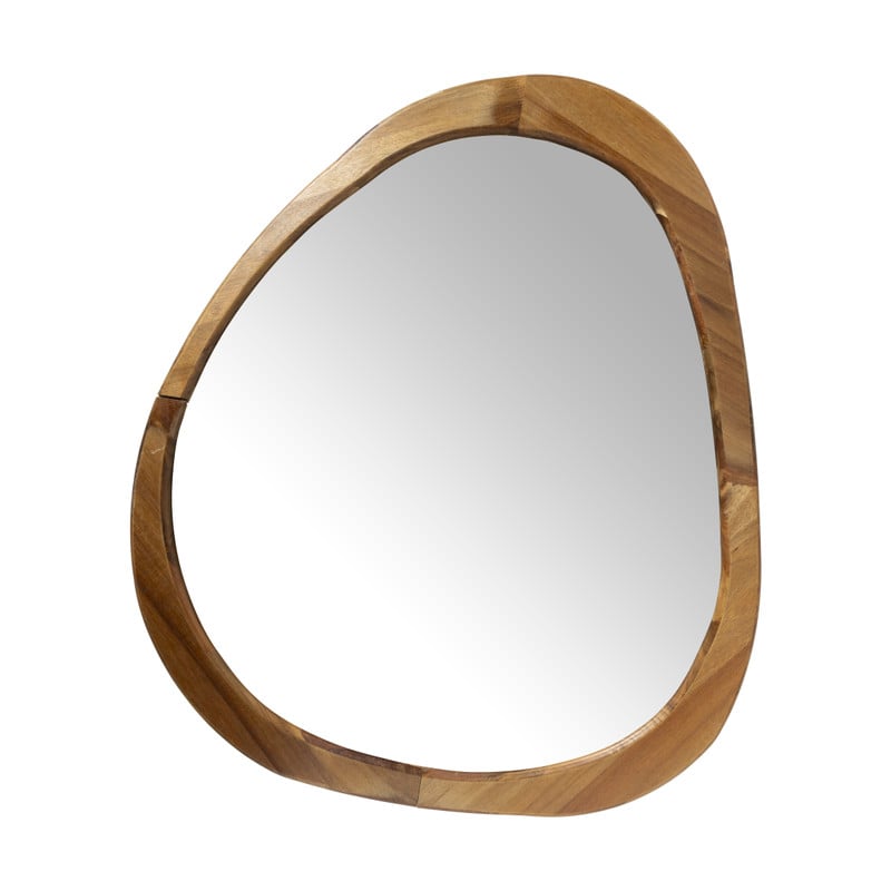 Spiegel organic driehoek - acaciahout - 78x67 cm