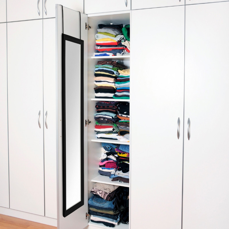 Spiegel deurhanger - zwart - 30x120 cm