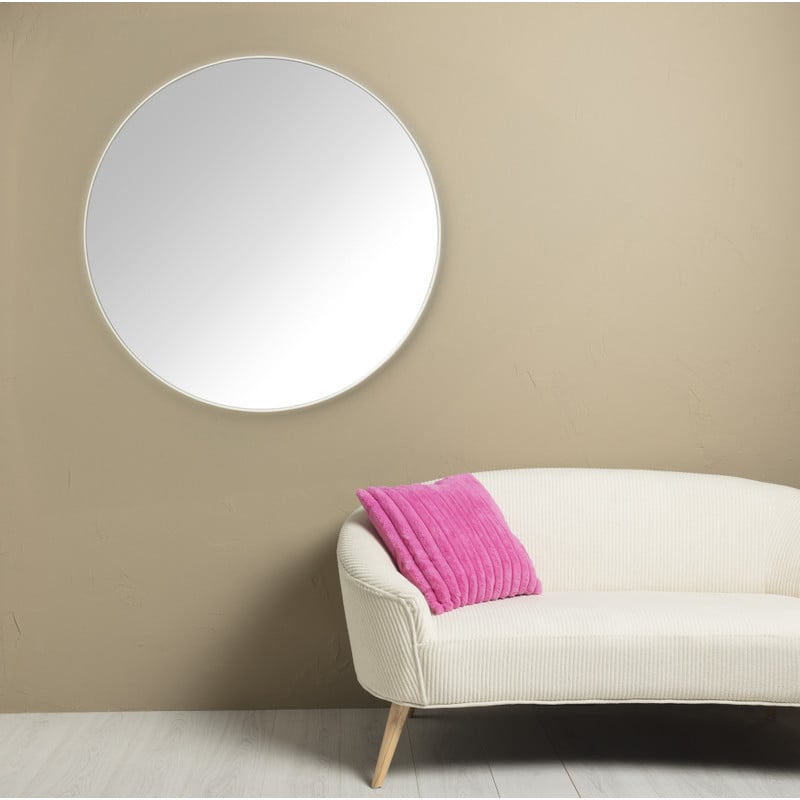 Ronde spiegel met witte lijst - ø60 cm