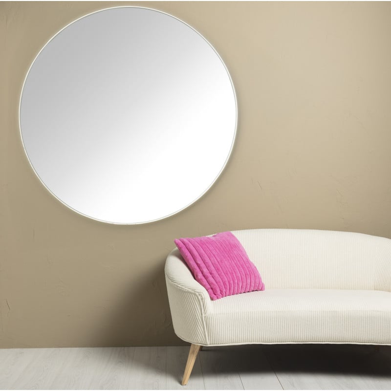 Ronde spiegel met witte lijst - ø80 cm