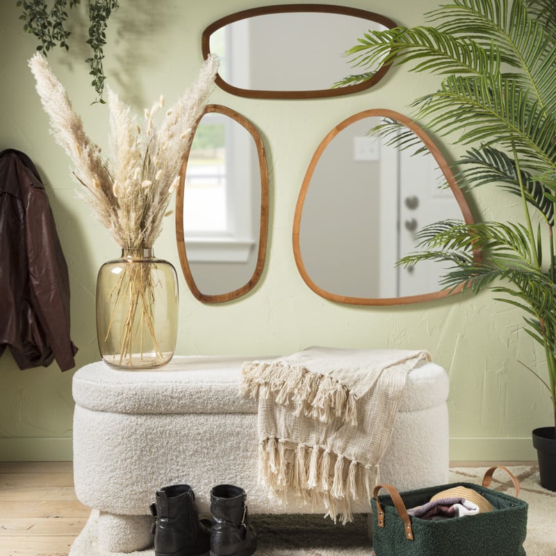 Spiegel organic driehoek - bruin - 69x73 cm 