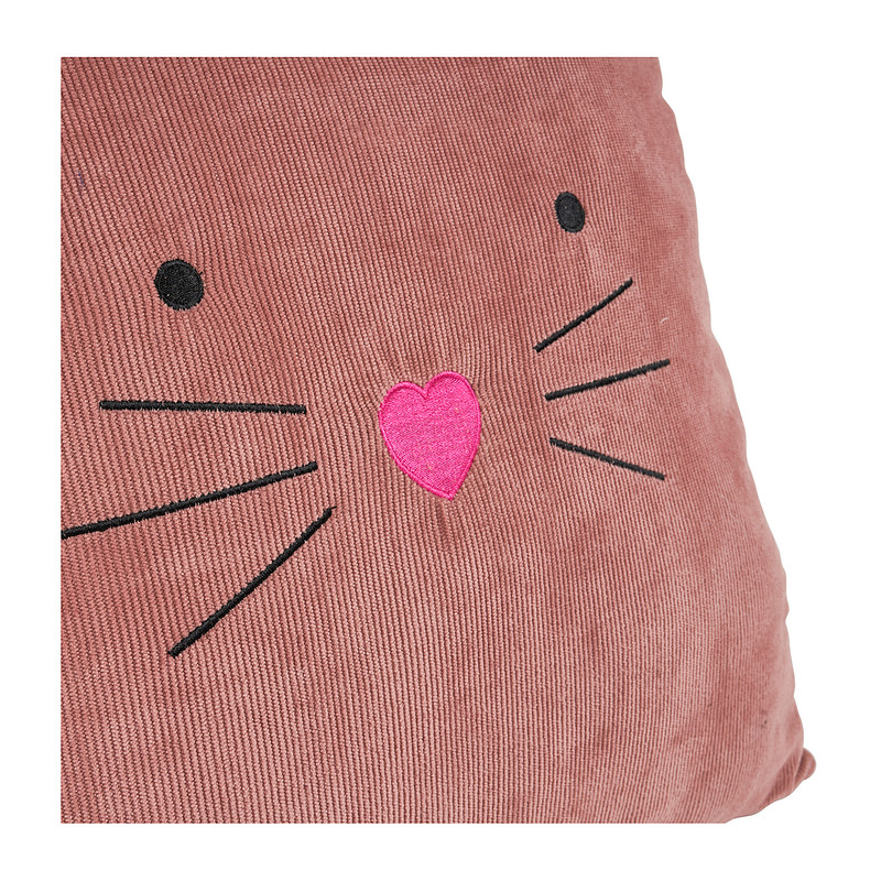 Sierkussen kat - roze - 38x38 cm 
