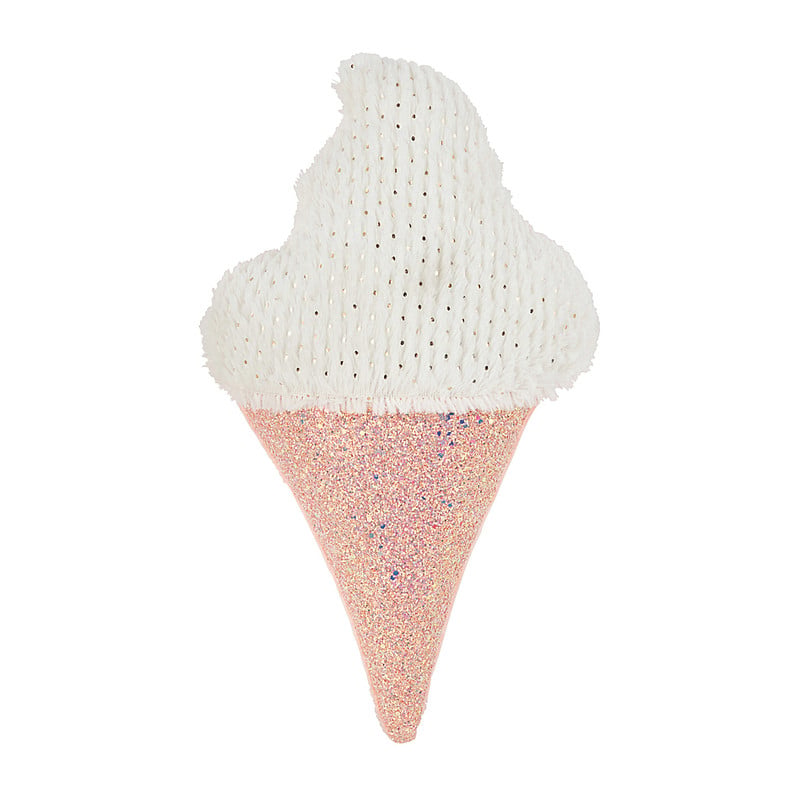 Sierkussen ijsje - roze/wit - 37x23 cm 