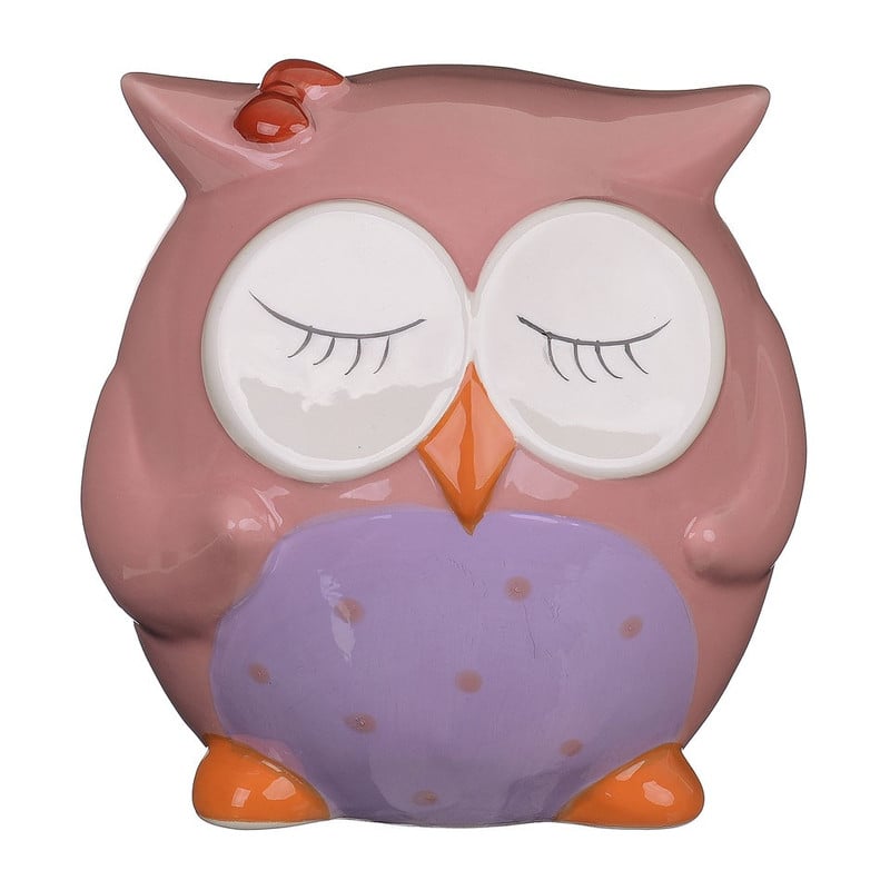 Spaarpot uil groot roze
