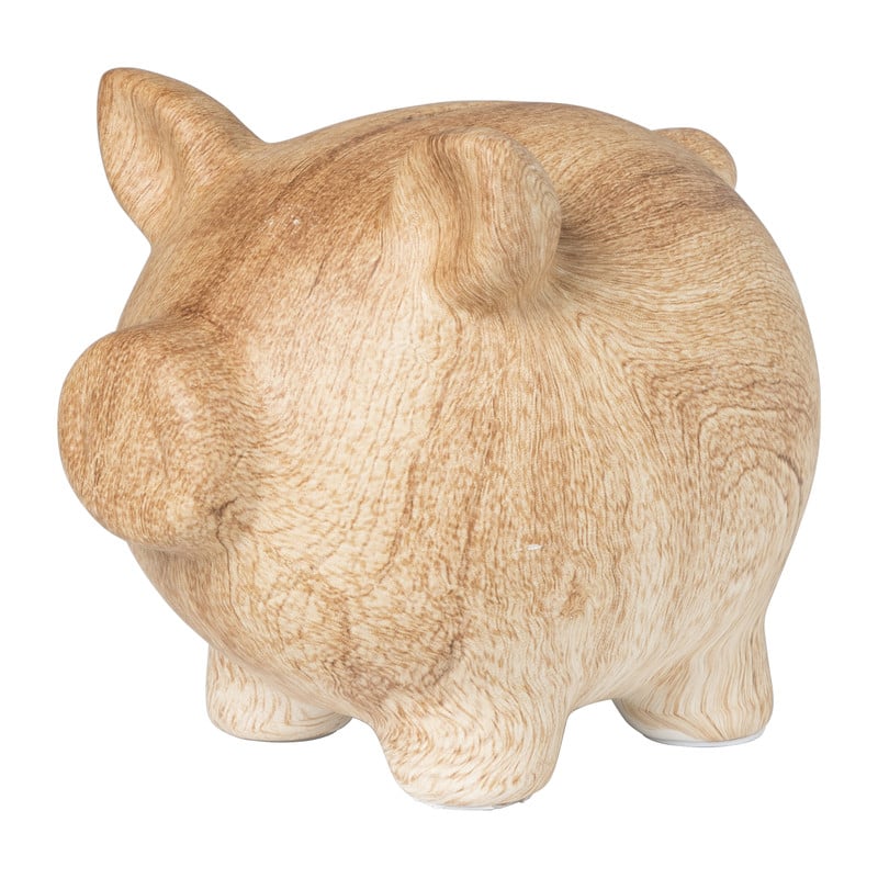 Spaarpot varken - hout - 12,8x16,3x13,4 cm 
