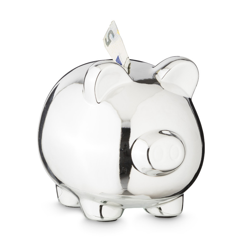 Spaarpot varken XL zilver