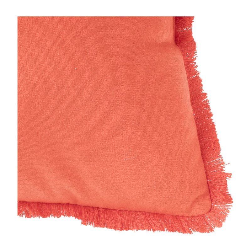Kussen velvet met franjes - oranje - 45x45 cm
