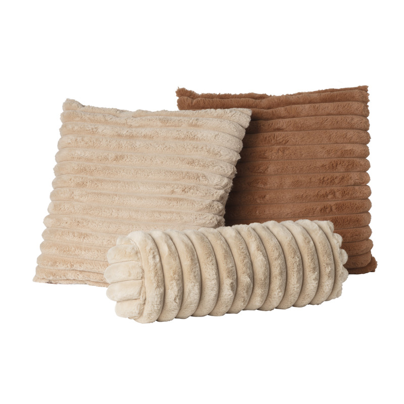 Kussen rib - beige - 45x45 cm